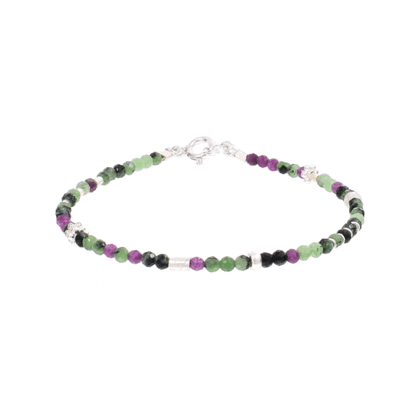 Bracelet with natural anyolite gemstones and decorative elements made of sterling silver. Buy online shop.