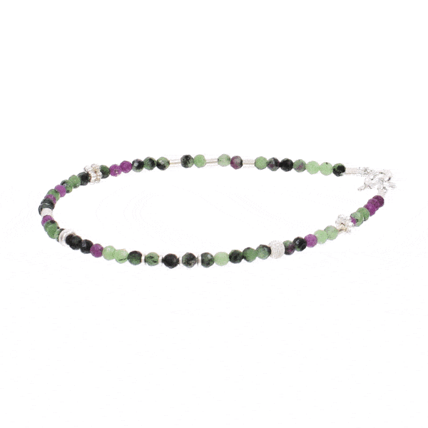 Bracelet with natural anyolite gemstones and decorative elements made of sterling silver. Buy online shop.