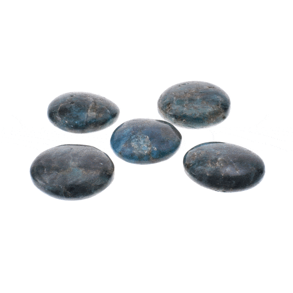Tumbled, natural apatite gemstones, ranging from 2.5cm to 3cm. Buy online shop.