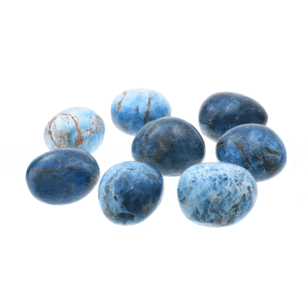 Tumbled, natural apatite gemstones, ranging from 2cm to 3cm. Buy online shop.