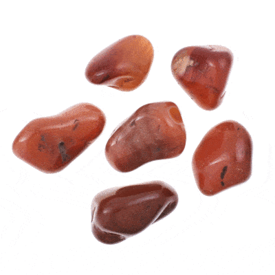 Natural, tumbled carnelian agate gemstones, ranging from 2.5cm to 3.5cm. Buy online shop.