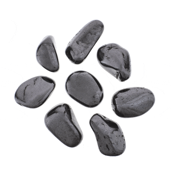 Tumbled, natural hematite gemstones, ranging from 2cm to 2.5cm. Buy online shop.