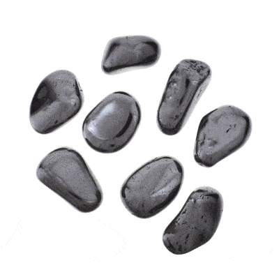 Tumbled, natural hematite gemstones, ranging from 2cm to 2.5cm. Buy online shop.