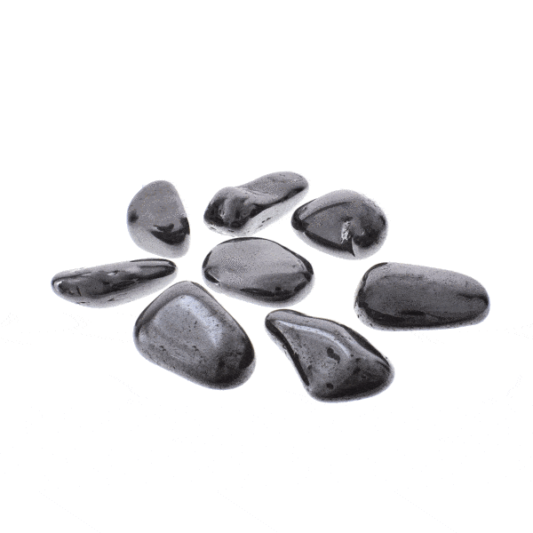 Tumbled, natural hematite gemstones, ranging from 2cm to 2.5cm. Buy online shop.