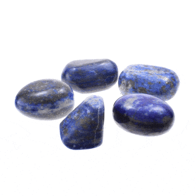 Natural, tumbled lapis lazuli gemstones, ranging from 3cm to 4cm. Buy online shop.