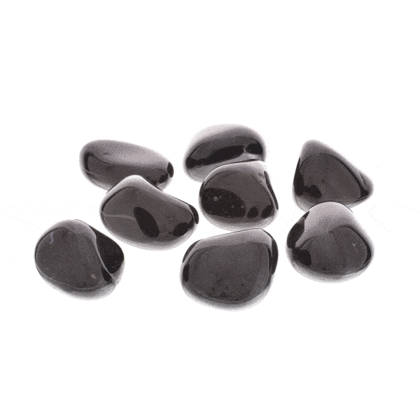 Tumbled, natural black onyx gemstones, ranging from 3cm to 3.5cm. Buy online shop.