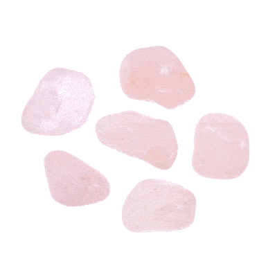 Tumbled, natural rose quartz gemstones, ranging from 3.5cm to 4.5cm. Buy online shop.