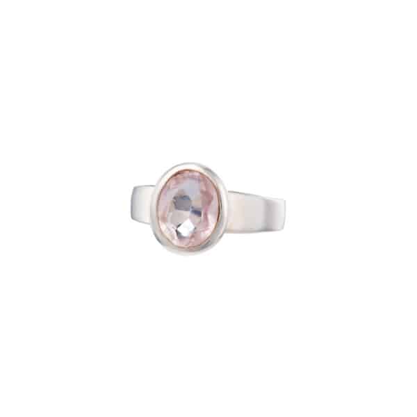 Χειροποίητο δαχτυλίδι από ασήμι 925 και φυσική πέτρα ροζ χαλαζία, οβάλ σχήματος. Αγοράστε online shop.