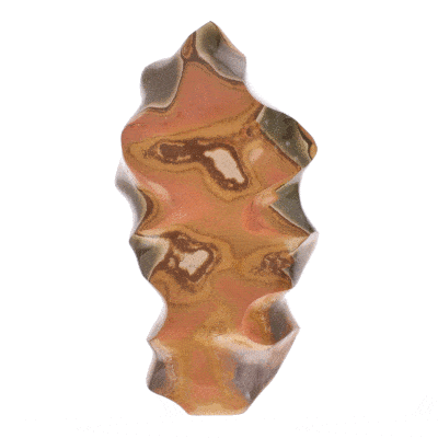 Polished flame made from natural ocean jasper gemstone, with a height of 31cm. Buy online shop.