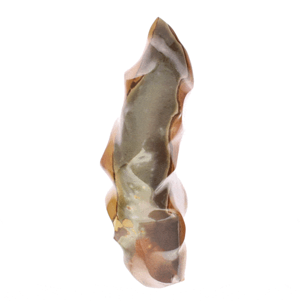 Polished flame made from natural ocean jasper gemstone, with a height of 31cm. Buy online shop.