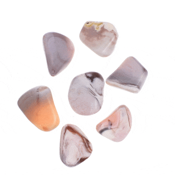 Natural, tumbled Botswana agate gemstones, ranging from 1.5cm to 2cm. Buy online shop.