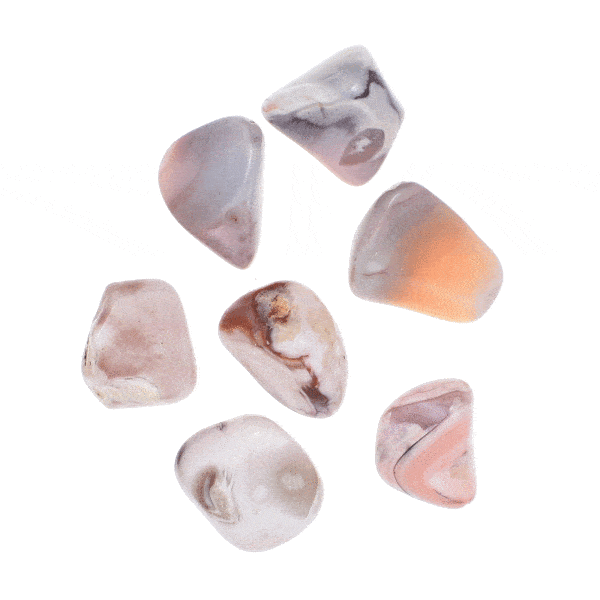 Natural, tumbled Botswana agate gemstones, ranging from 1.5cm to 2cm. Buy online shop.