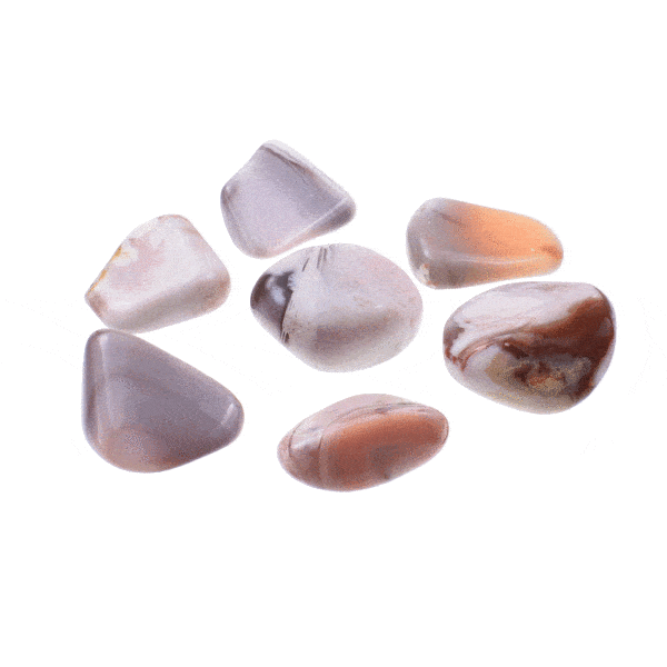 Natural, tumbled Botswana agate gemstones, ranging from 1.5cm to 2cm. Buy online shop.