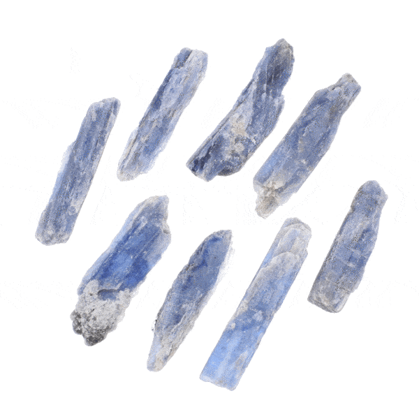 Raw pieces of natural kyanite gemstone with a size from 4cm to 5.5cm. Buy online shop.