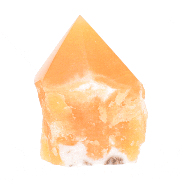 Point από φυσική πέτρα πορτοκαλί καλσίτη με γυαλισμένη κορυφή και ύψος 7cm. Αγοράστε online shop.