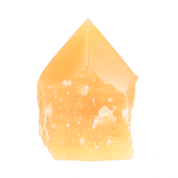 Point από φυσική πέτρα πορτοκαλί καλσίτη με γυαλισμένη κορυφή και ύψος 7cm. Αγοράστε online shop.