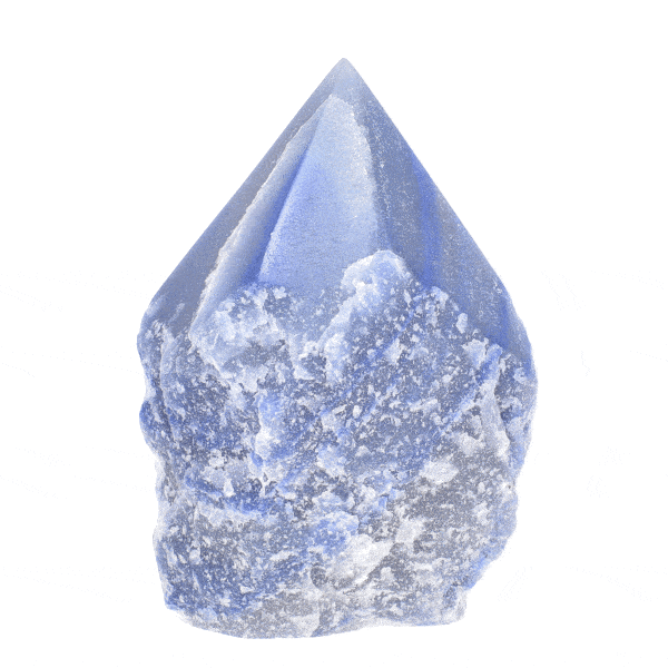 Point made of natural blue quartz gemstone, polished on the top. The point has a height of 10.5cm. Buy online shop.