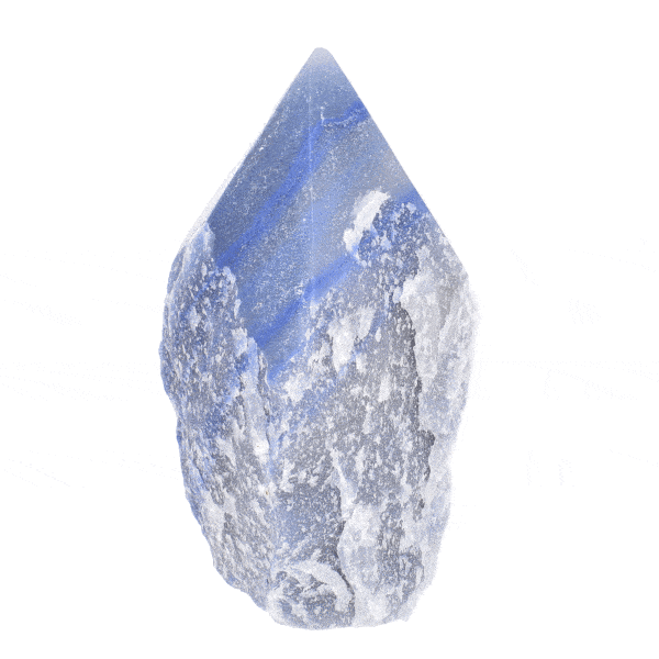 Point made of natural blue quartz gemstone, polished on the top. The point has a height of 10.5cm. Buy online shop.