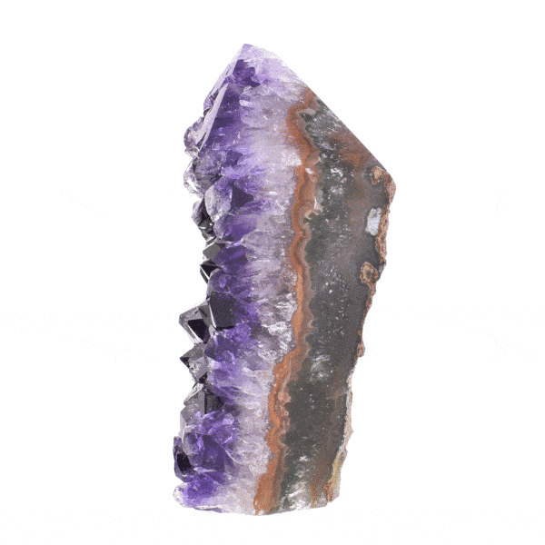 Point made of natural amethyst geode gemstone with polished outline. The point has a height of 8cm. Buy online shop.