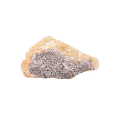 Raw 11cm piece of natural rutilated quartz gemstone with golden-yellowish rutile. Buy online shop.
