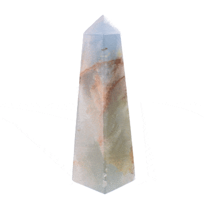 Obelisk made from natural blue onyx gemstone, with a height of 13cm. Buy online shop.