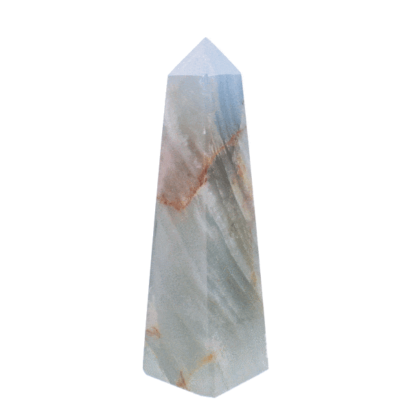 Obelisk made from natural blue onyx gemstone, with a height of 13cm. Buy online shop.