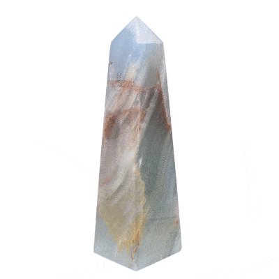Obelisk made from natural blue onyx gemstone, with a height of 13cm. Buy online shop.