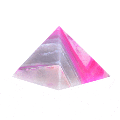 Pyramid made from natural agate gemstone of a pink colour and a height of 4.5cm. Buy online shop.