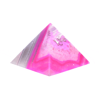 Πυραμίδα από φυσική πέτρα αχάτη ροζ χρώματος και ύψους 4,5cm. Αγοράστε online shop.