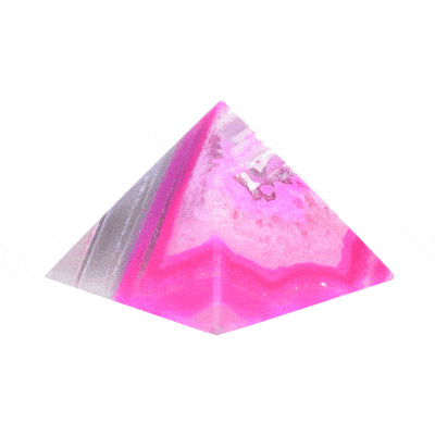 Pyramid made from natural agate gemstone of a pink colour and a height of 4.5cm. Buy online shop.