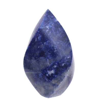 Γυαλισμένο κομμάτι φυσικής πέτρας Σοδάλιθου σε μορφή φλόγας, ύψους 11,5cm. Αγοράστε online shop.
