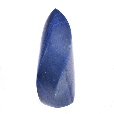 Γυαλισμένο, φυσικό πέτρωμα Μπλε Χαλαζία σε σχήμα φλόγας, ύψους 13,5cm. Αγοράστε online shop.