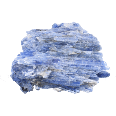 Raw 9cm piece of natural blue kyanite gemstone with quartz. Buy online shop.