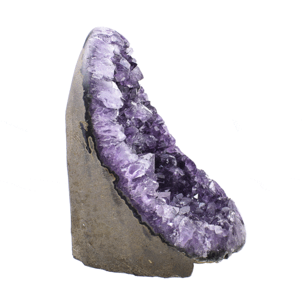 Piece of natural amethyst gemstone with polished outline and a height of 11cm. Buy online shop.