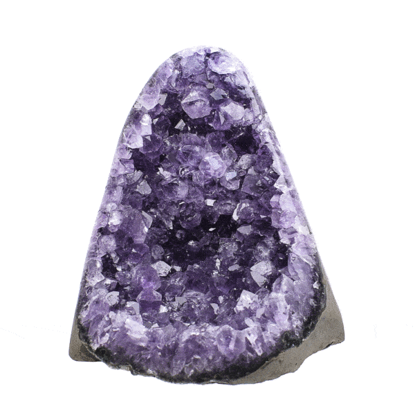 Piece of natural amethyst gemstone with polished outline and a height of 11cm. Buy online shop.