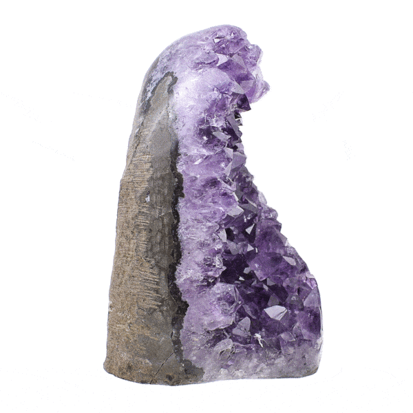 Kομμάτι φυσικής πέτρας Αμέθυστου με γυαλισμένο περίγραμμα, ύψους 10cm. Αγοράστε online shop.