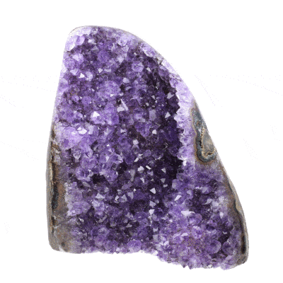 Piece of natural amethyst gemstone with polished outline and a height of 14cm. Buy online shop.