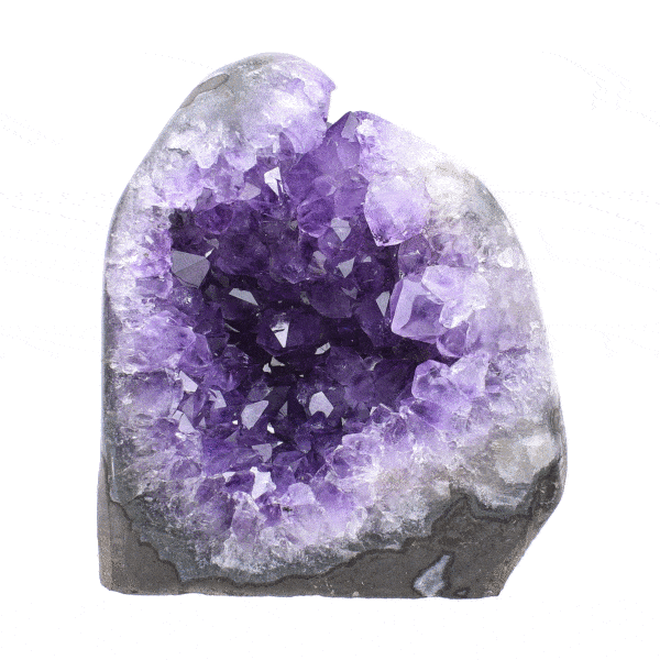 Piece of natural amethyst gemstone with polished outline and a height of 10.5cm. Buy online shop.