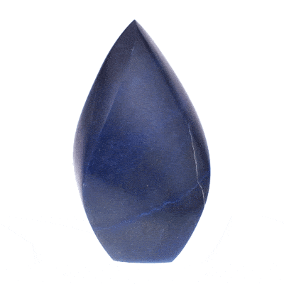 Γυαλισμένο, φυσικό πέτρωμα Μπλε Χαλαζία σε σχήμα φλόγας, ύψους 14cm. Αγοράστε online shop.