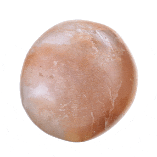 Polished 6cm pebble of natural peach moonstone gemstone. Buy online shop.