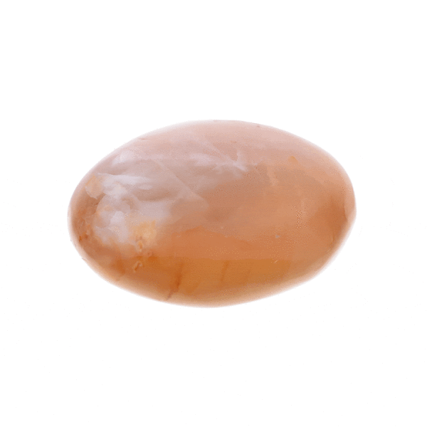 Polished 5.5cm pebble of natural grey-peach moonstone gemstone. Buy online shop.