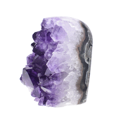A 9cm piece of natural amethyst gemstone with polished outline. Buy online shop.