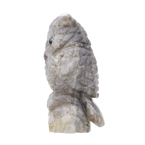 Handcarved 5.5cm owl made from high quality natural labradorite gemstone. Buy online shop.