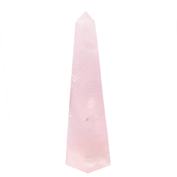 Polished obelisk 13cm made from natural rose quartz gemstone. Buy online shop.