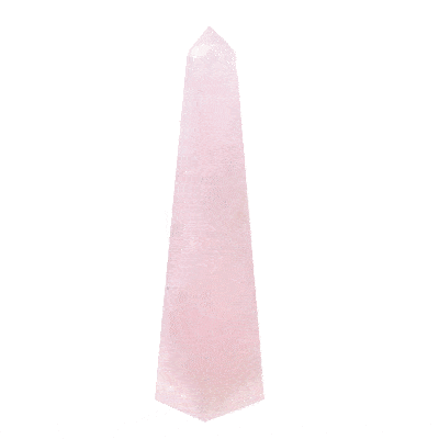 Polished obelisk 13cm made from natural rose quartz gemstone. Buy online shop.
