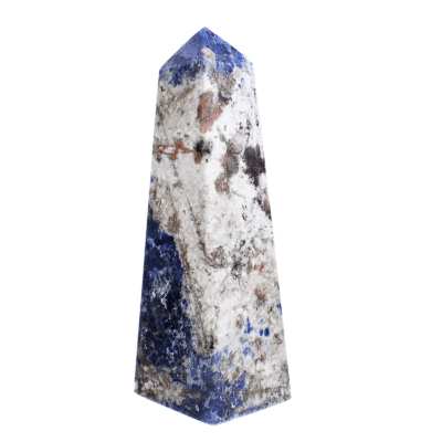 Polished obelisk 13cm made from natural Sodalite gemstone. Buy online shop.