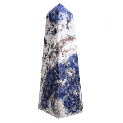 Polished obelisk 13cm made from natural Sodalite gemstone. Buy online shop.