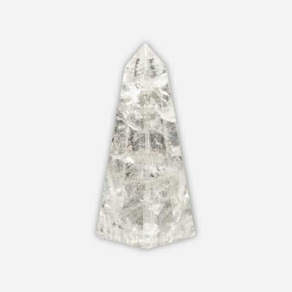 Obelisk made from natural crystal quartz gemstone, with a height of 9cm. Buy online shop.