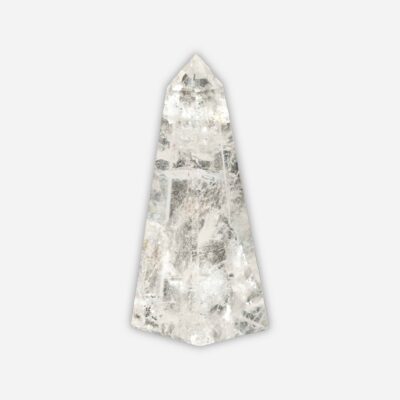 Obelisk made from natural crystal quartz gemstone, with a height of 9cm. Buy online shop.