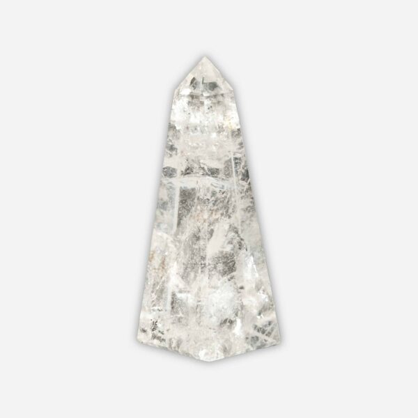 Obelisk made from natural crystal quartz gemstone, with a height of 9cm. Buy online shop.